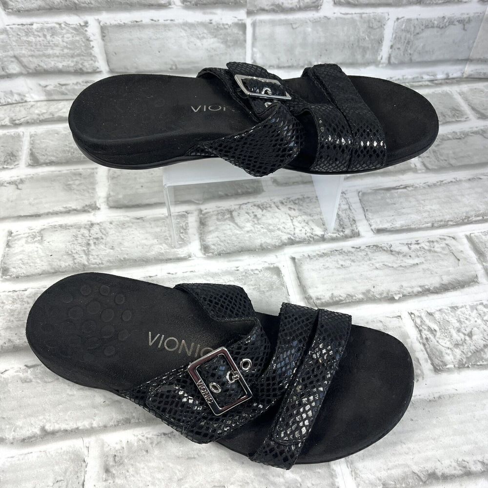 Vionic Skylar Orthaheel Women's Size 7 Black Slide Buckle Comfort Sandals - Picture 5 of 12